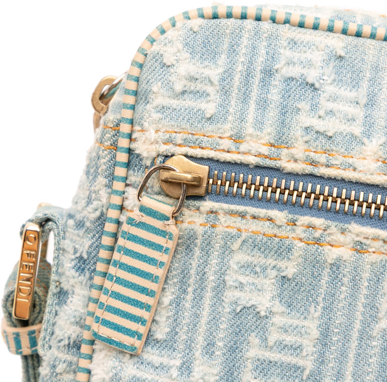 Fendi Zucca Denim Crossbody Blauw