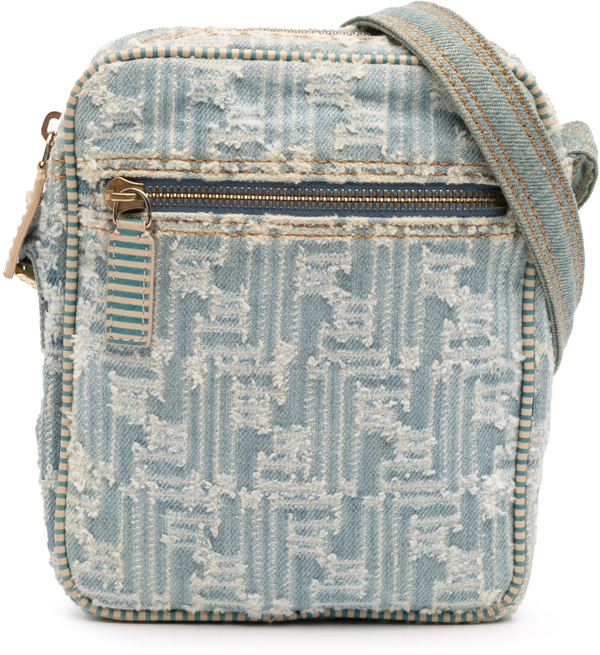 Fendi Zucca Denim Crossbody Blauw