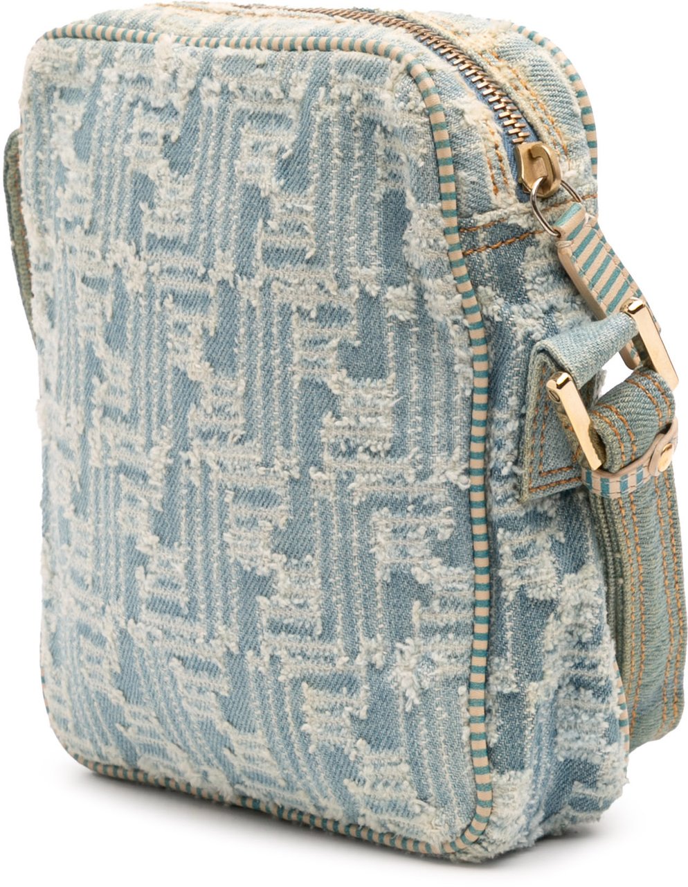 Fendi Zucca Denim Crossbody Blauw