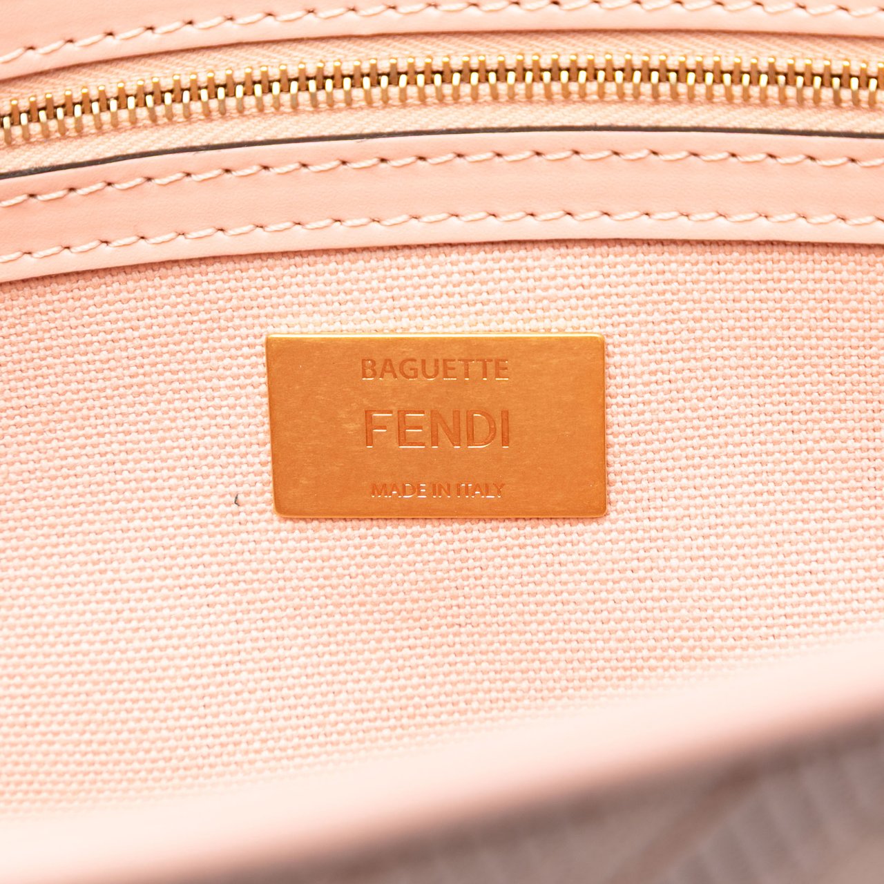 Fendi Zucca Embroidered Canvas Baguette Satchel Roze