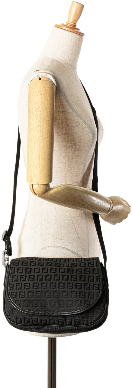 Fendi Zucchino Canvas Crossbody Zwart