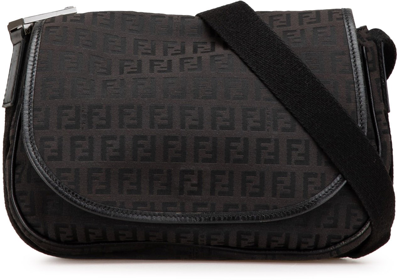 Fendi Zucchino Canvas Crossbody Zwart