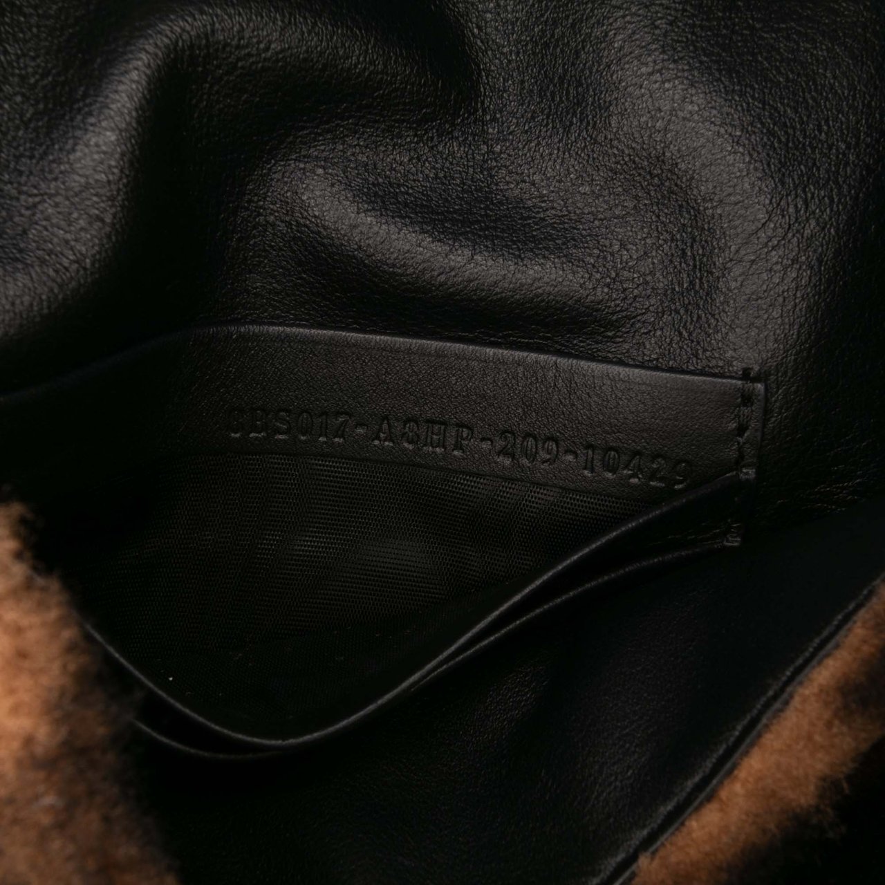 Fendi Mini Zucca Shearling Chain Baguette Satchel Bruin