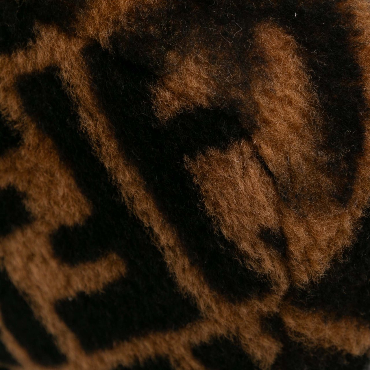 Fendi Mini Zucca Shearling Chain Baguette Satchel Bruin