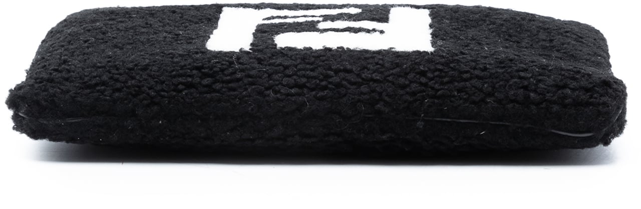 Fendi Shearling FF Flat Pouch Zwart