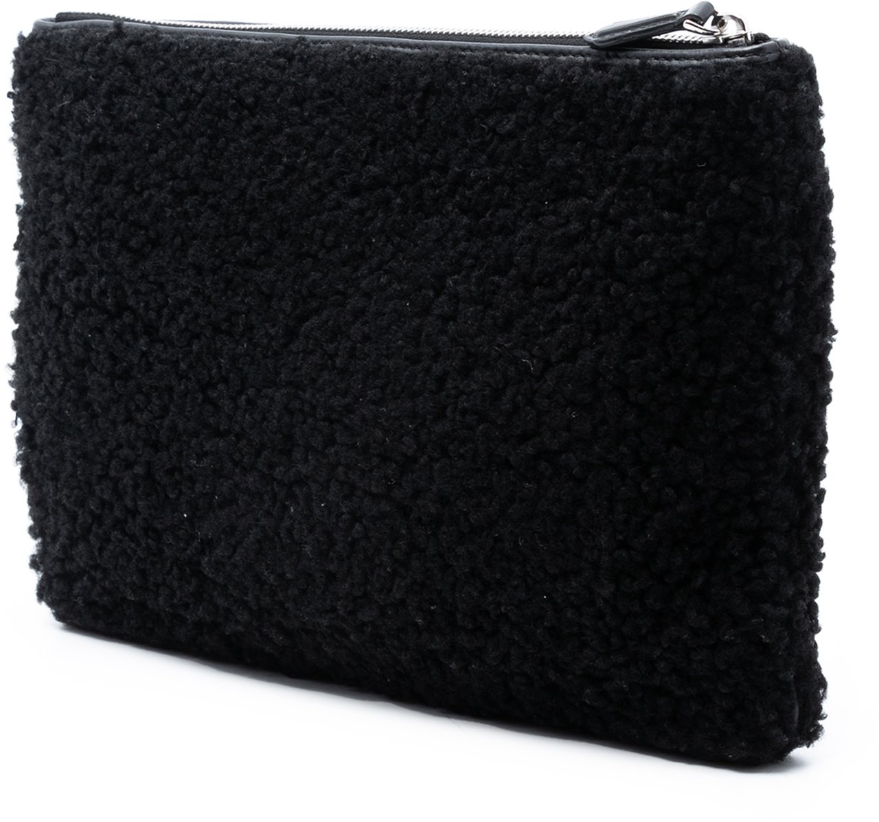 Fendi Shearling FF Flat Pouch Zwart
