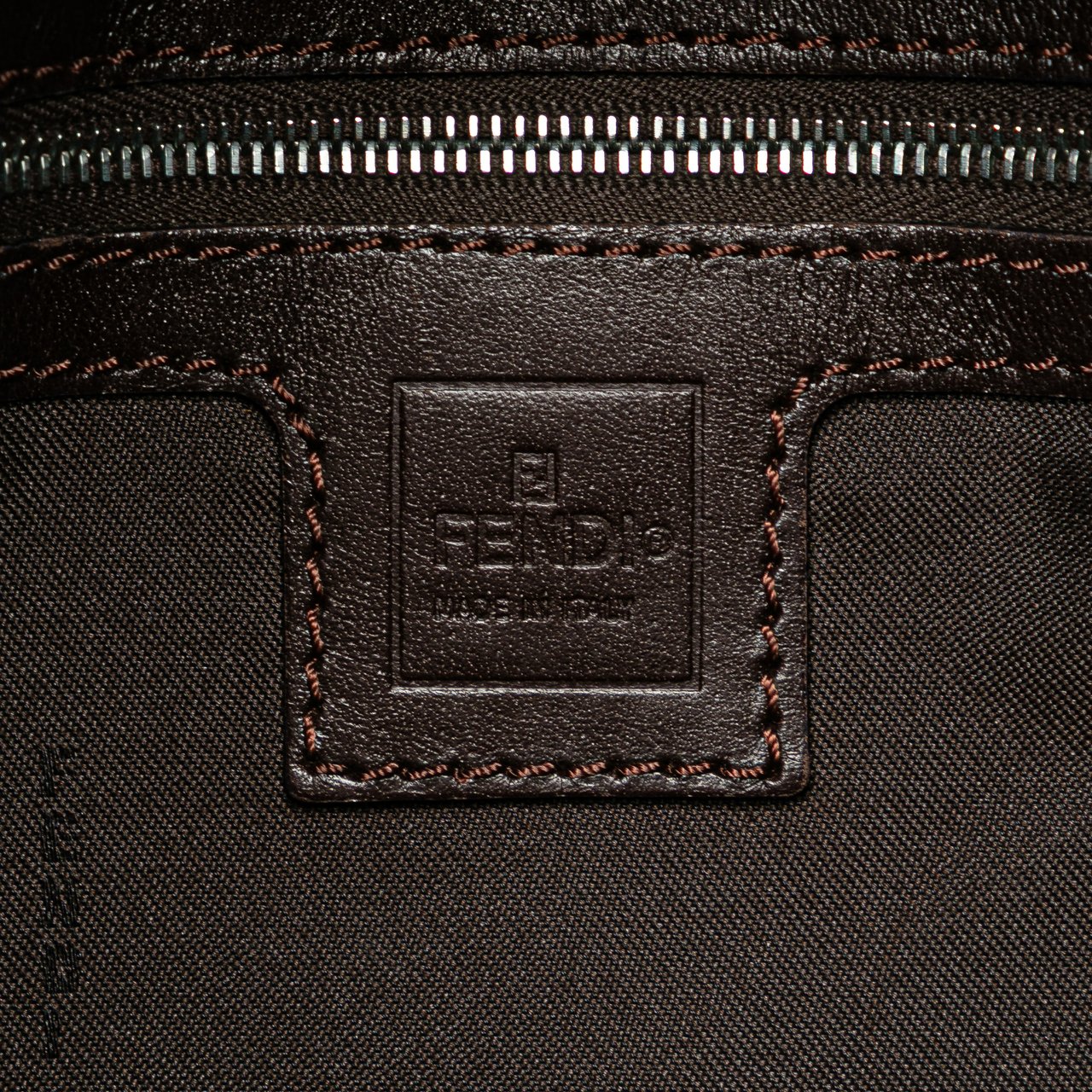 Fendi Zucca Canvas Shoulder Bag Bruin