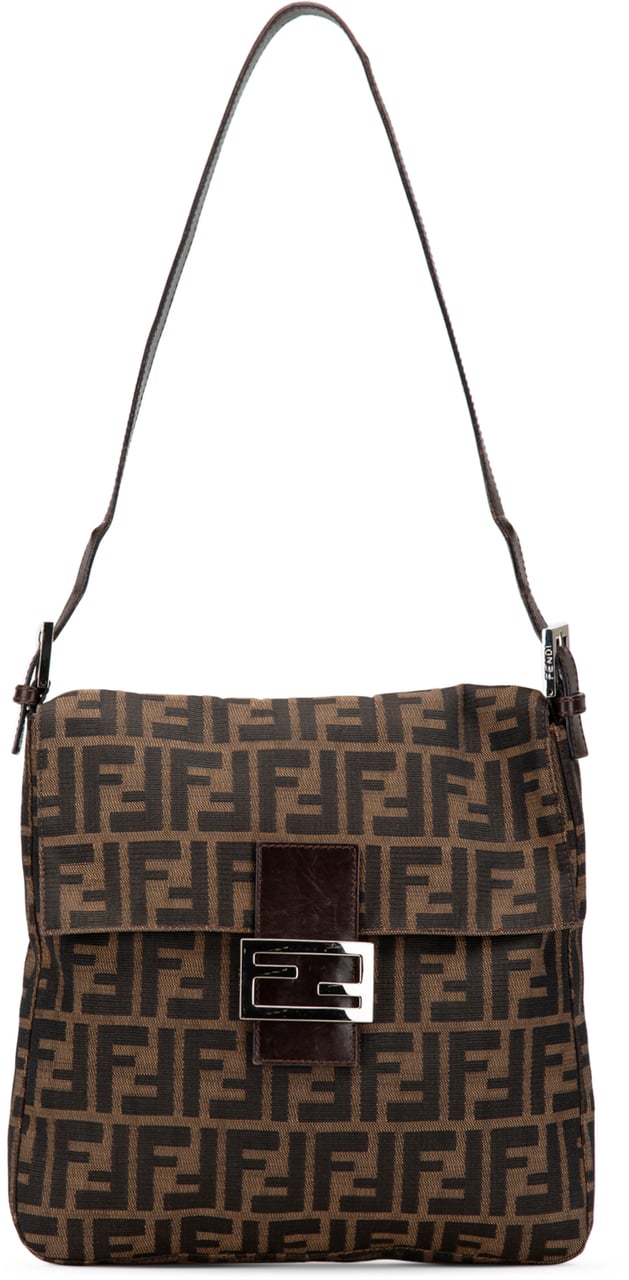 Fendi Zucca Canvas Shoulder Bag Bruin