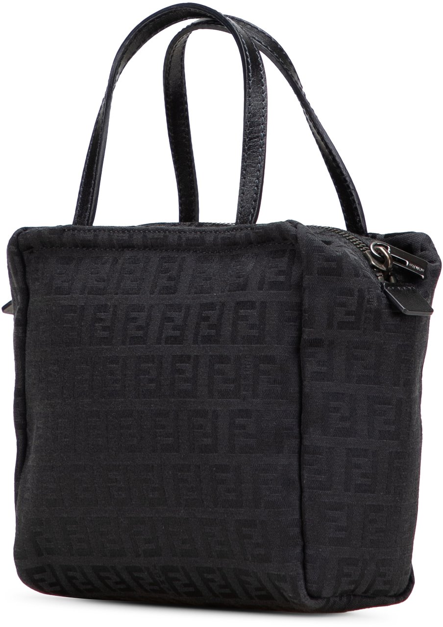Fendi Mini Zucchino Canvas Handbag Zwart