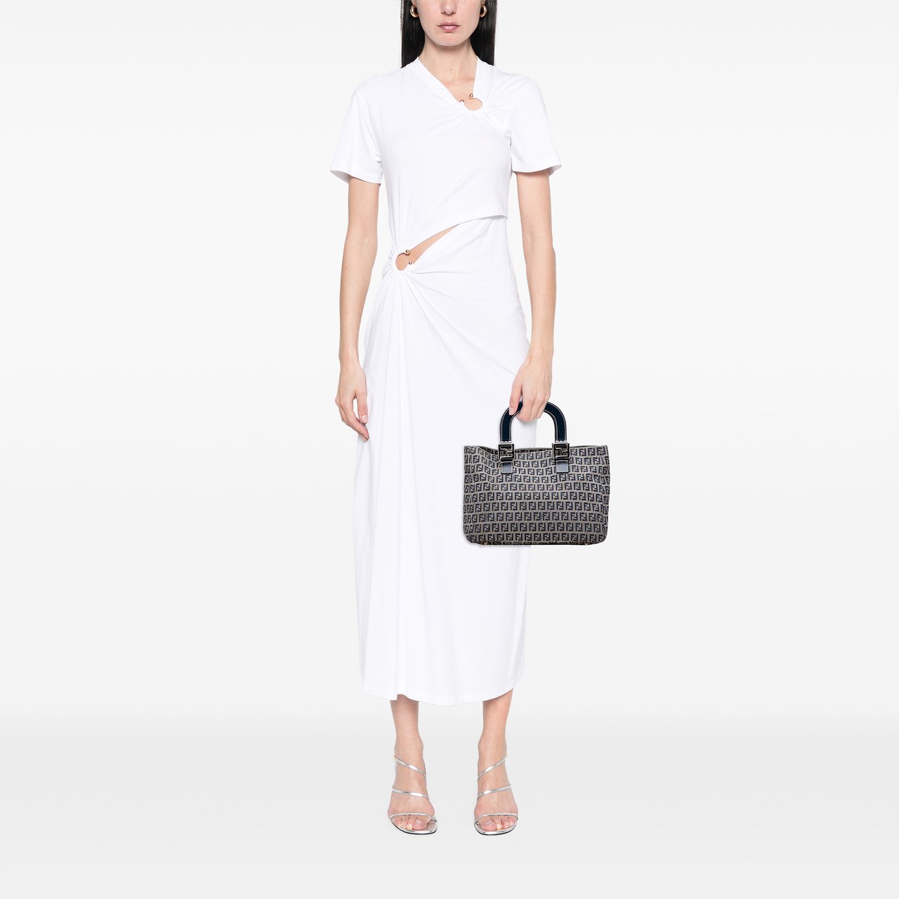 Fendi Small Zucchino Canvas Twins Tote Grijs