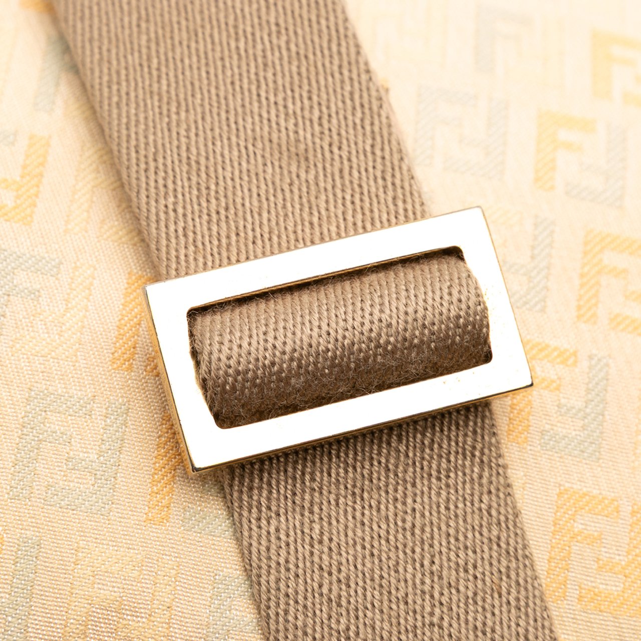 Fendi Zucchino Canvas F Charm Crossbody Bruin