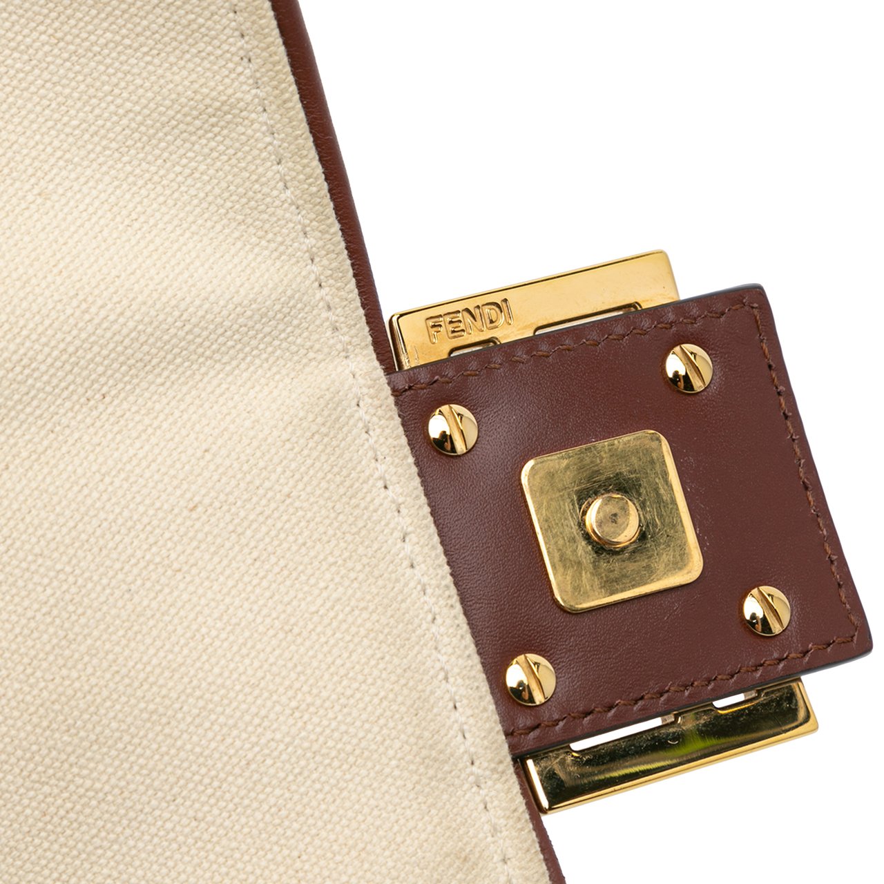 Fendi Zucca Embroidered Canvas Baguette Satchel Bruin