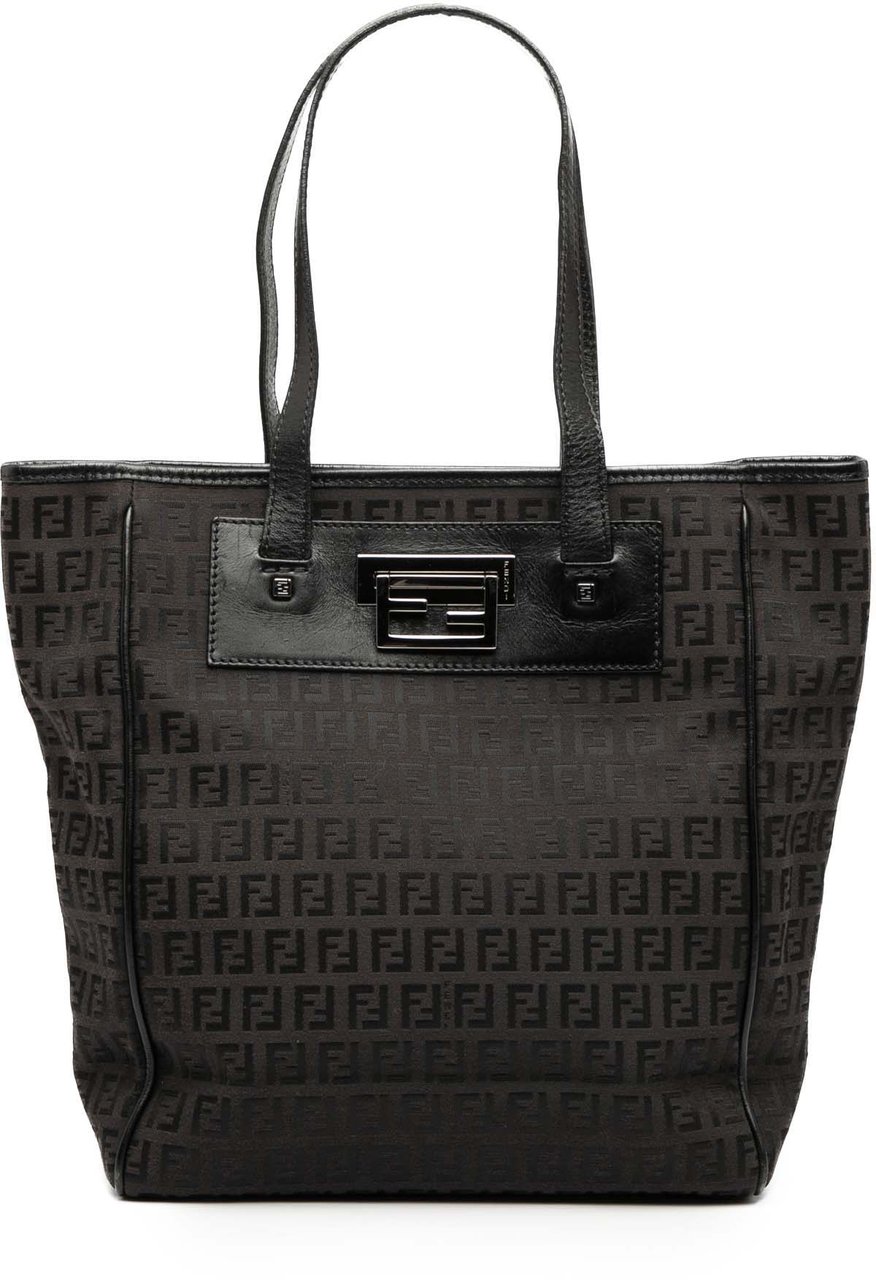 Fendi Zucchino Canvas Tote Bruin