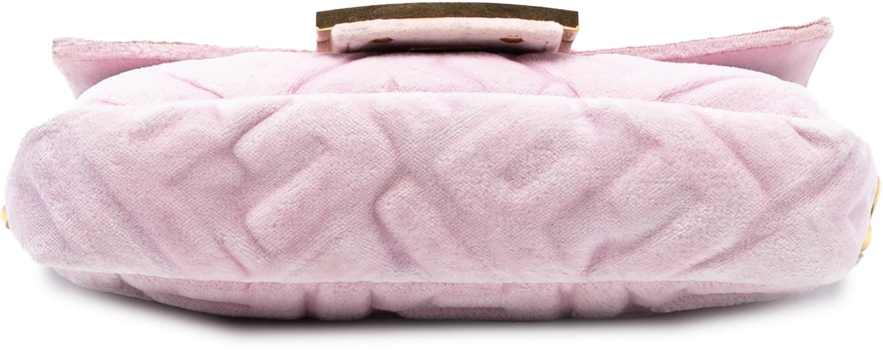 Fendi Mini Zucca Embossed Velvet Baguette Satchel Roze