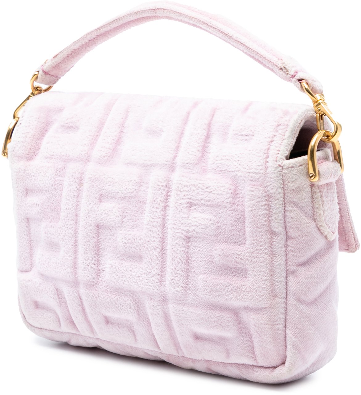 Fendi Mini Zucca Embossed Velvet Baguette Satchel Roze