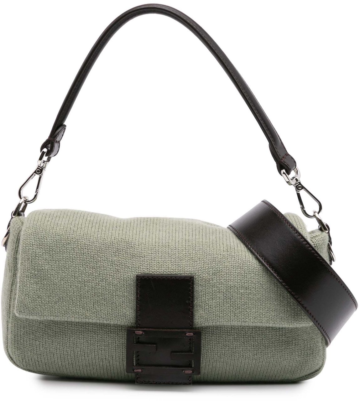 Fendi Cashmere Baguette Satchel Groen