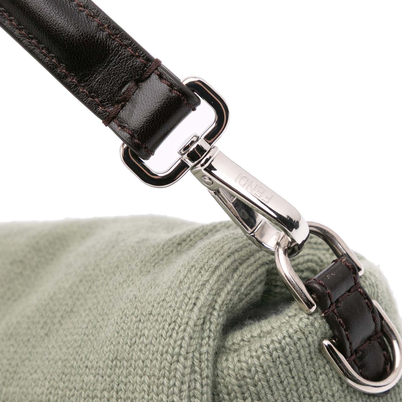 Fendi Cashmere Baguette Satchel Groen