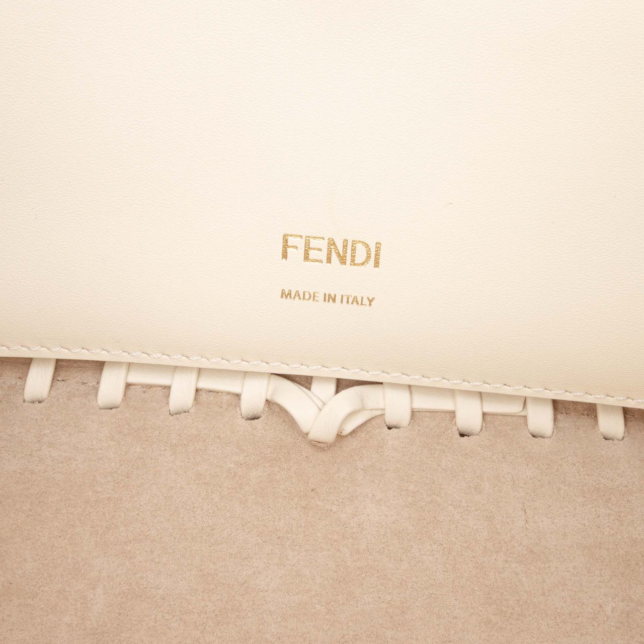 Fendi Woven Calfskin Vitello King Ceylon Baguette Satchel Bruin