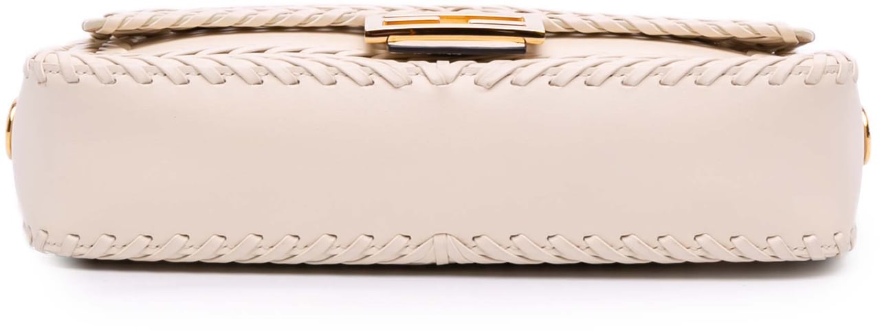 Fendi Woven Calfskin Vitello King Ceylon Baguette Satchel Bruin