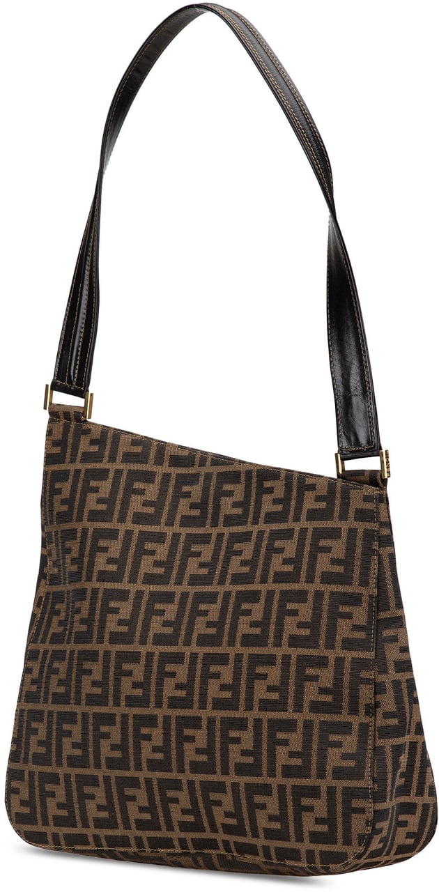 Fendi Zucca Canvas Shoulder Bag Bruin
