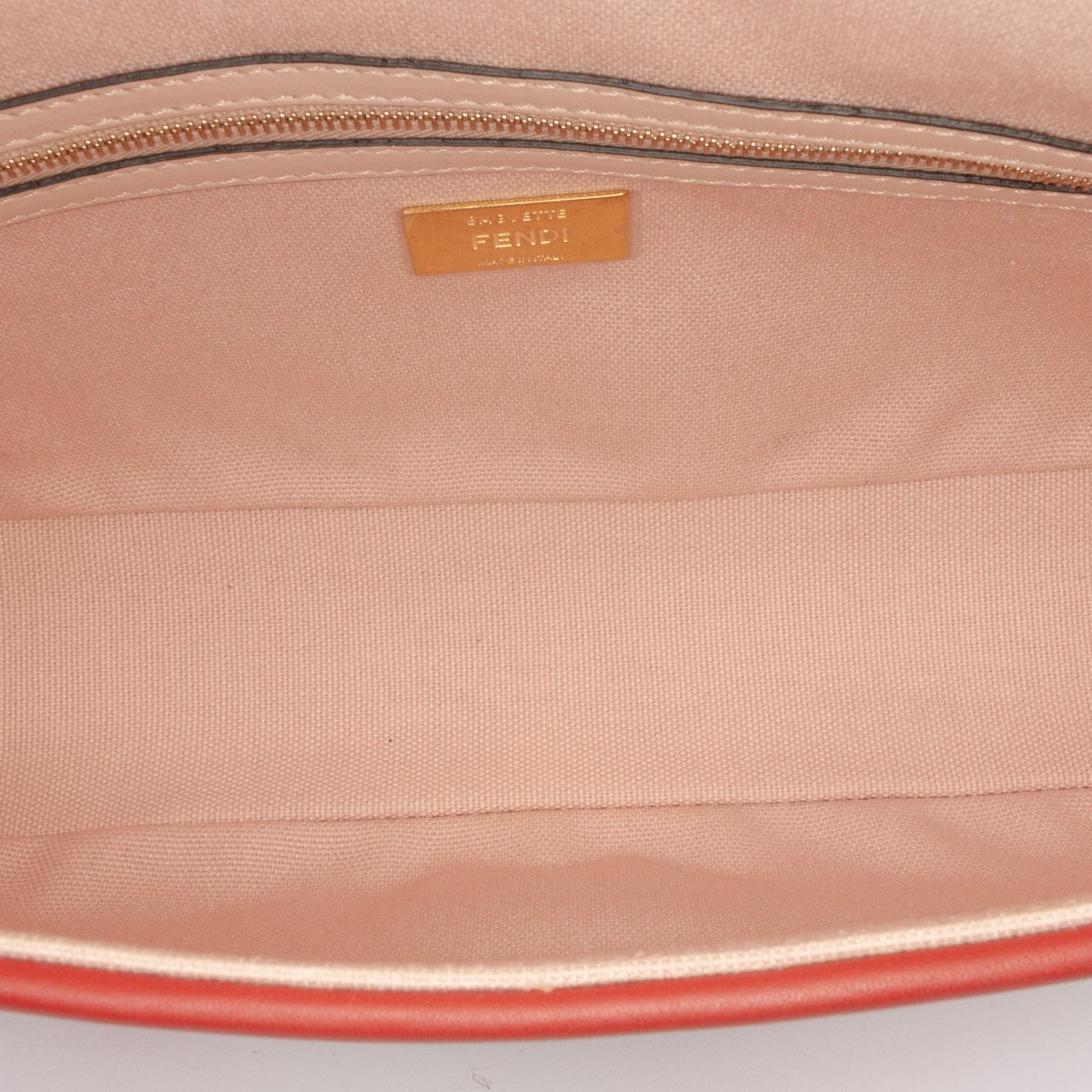 Fendi Zucca Embroidered Canvas Baguette Satchel Roze