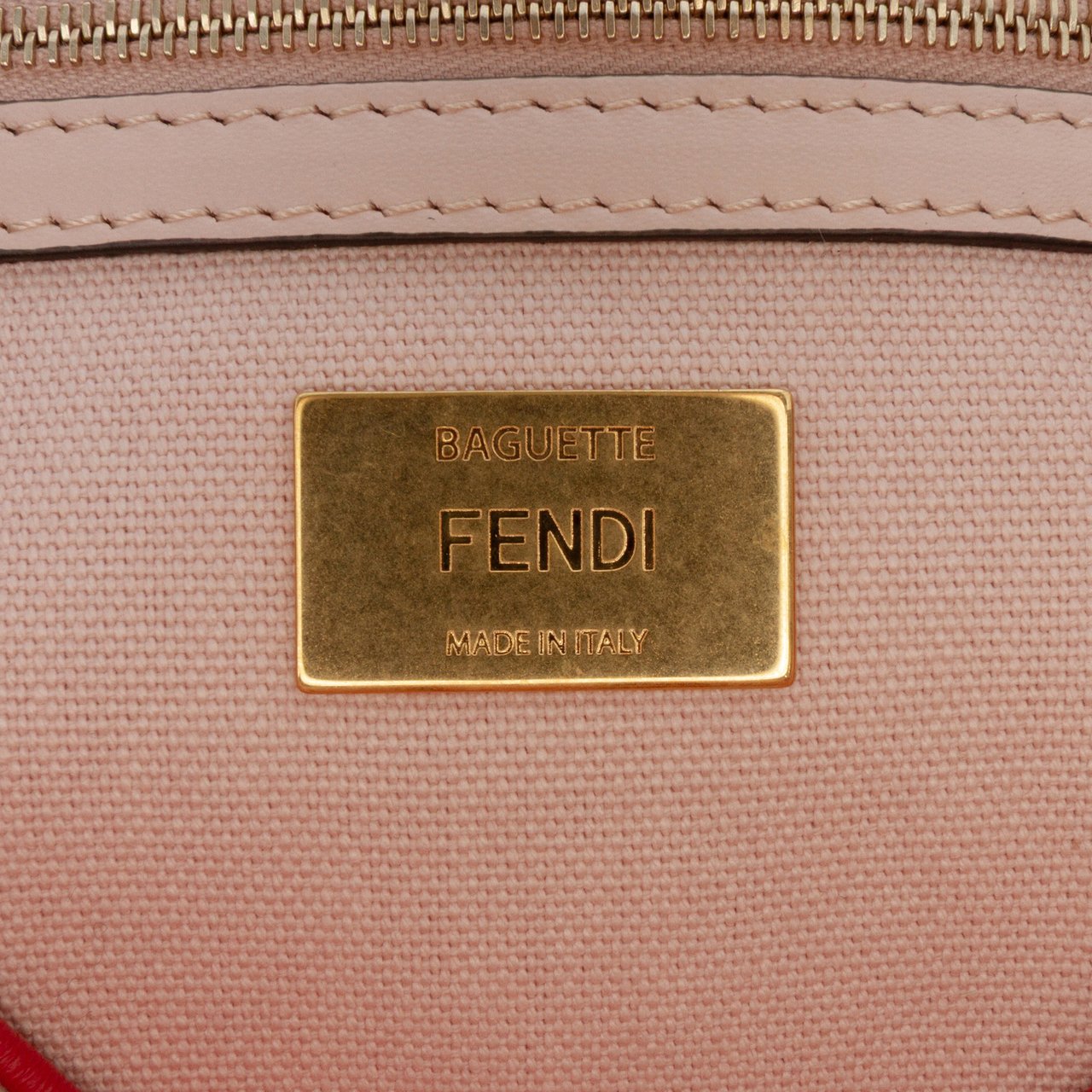 Fendi Zucca Embroidered Canvas Baguette Satchel Roze