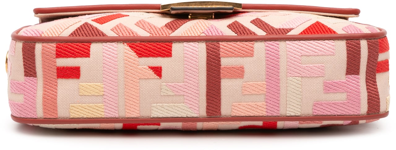 Fendi Zucca Embroidered Canvas Baguette Satchel Roze