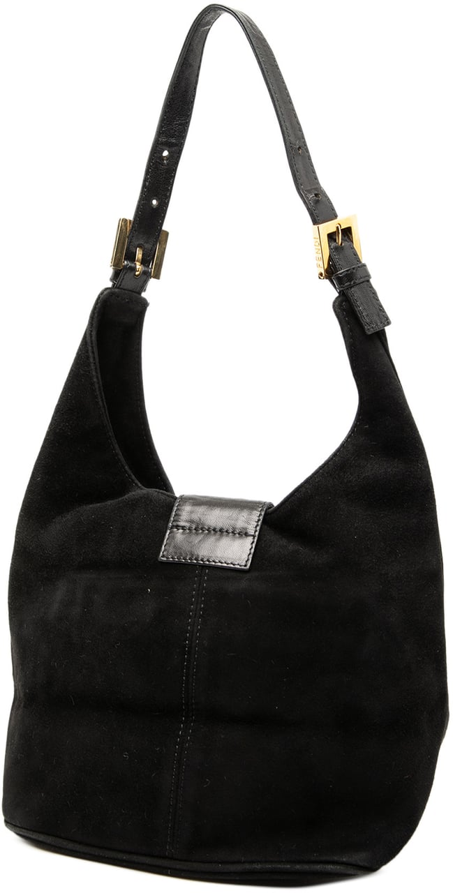 Fendi Suede FF Shoulder Bag Zwart