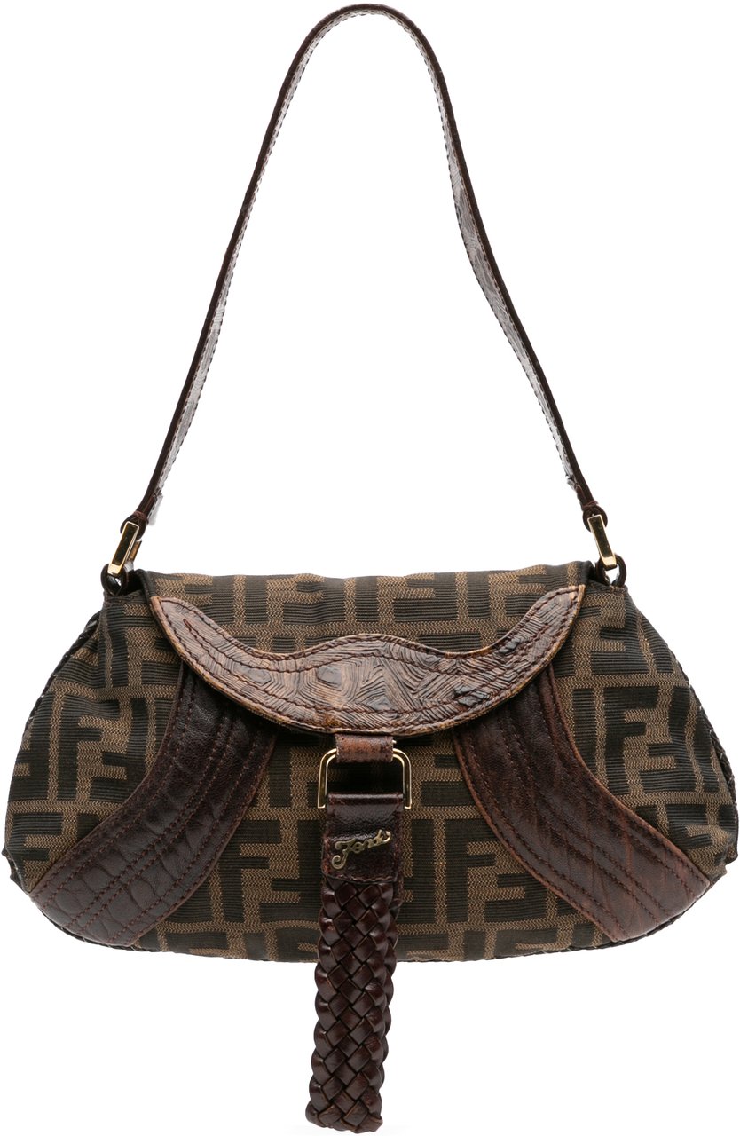 Fendi Zucca Canvas Spy Pochette Bruin