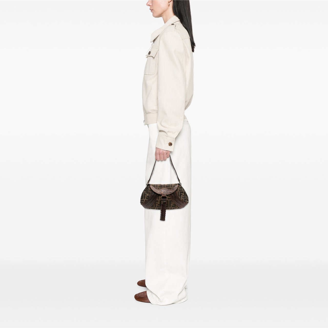 Fendi Zucca Canvas Spy Pochette Bruin