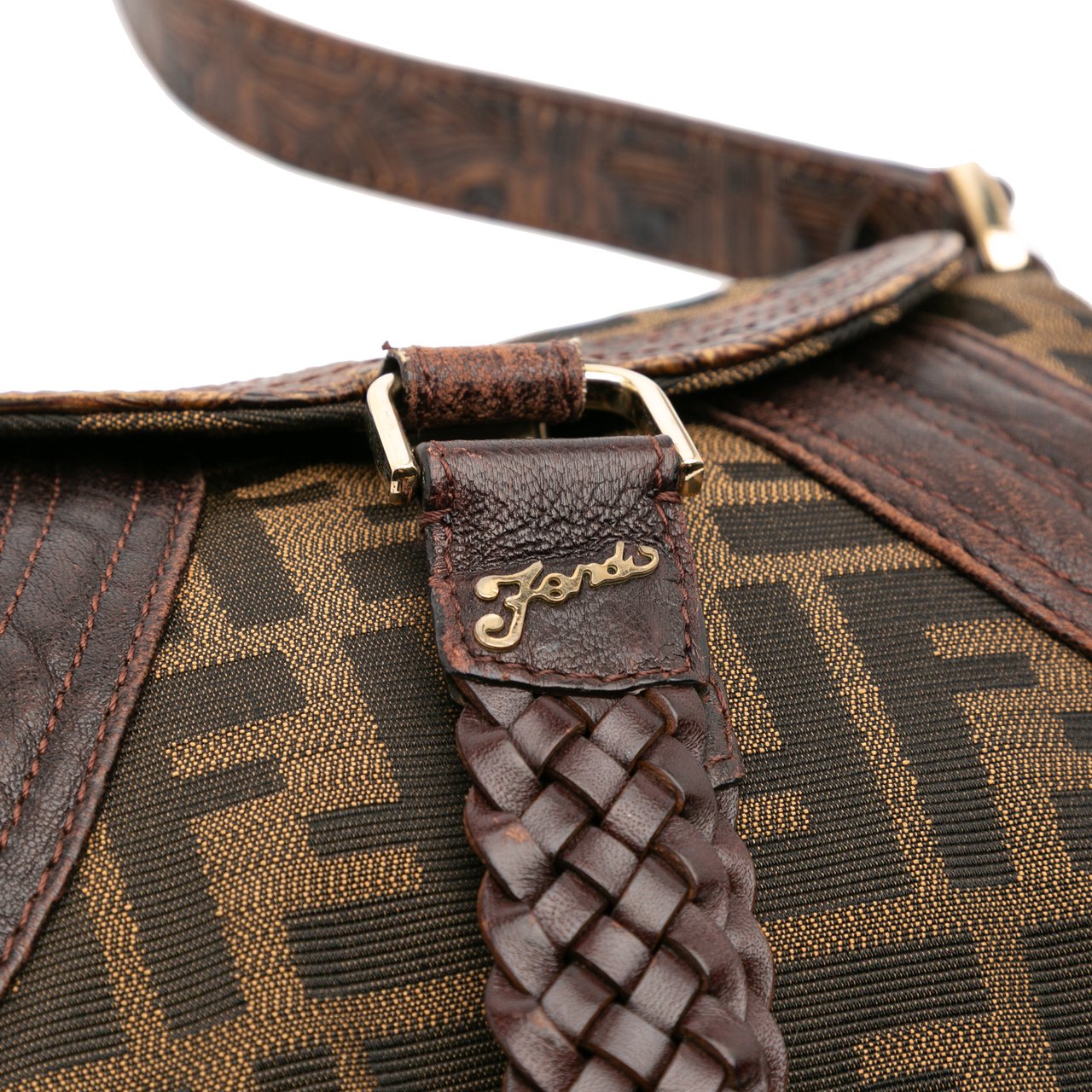 Fendi Zucca Canvas Spy Pochette Bruin