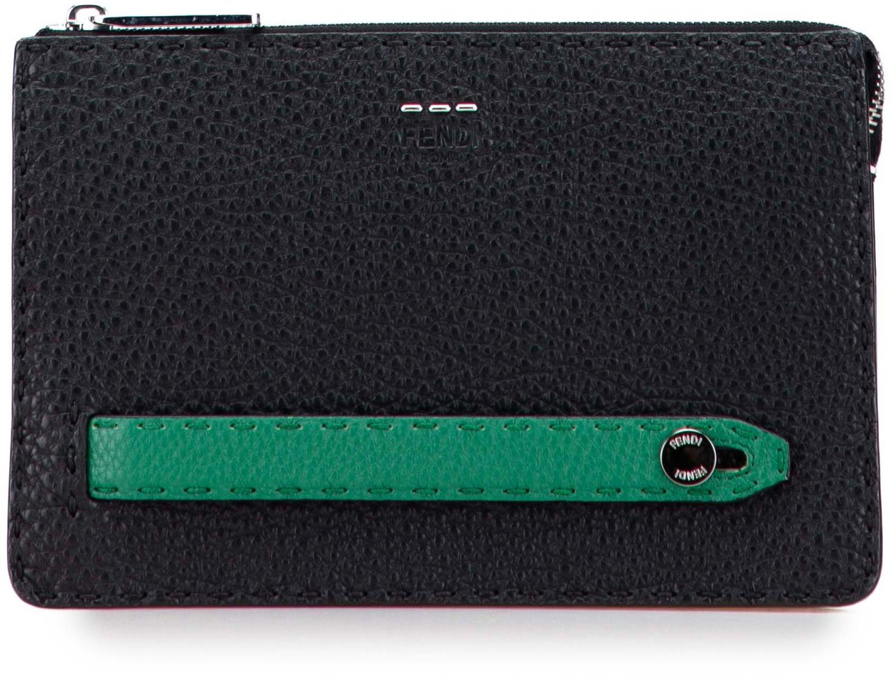 Fendi Leather Selleria Clutch Zwart