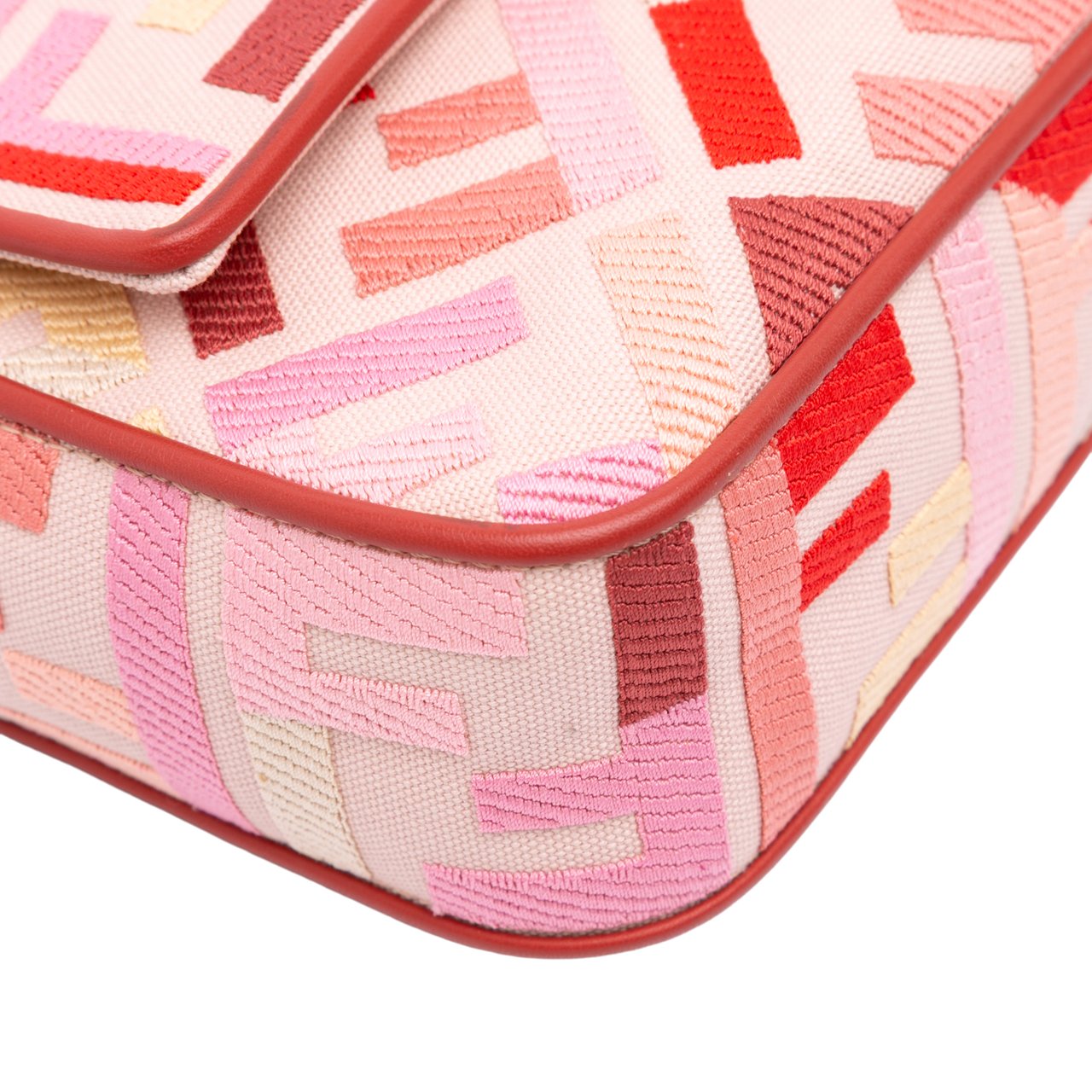 Fendi Zucca Embroidered Canvas Baguette Satchel Roze