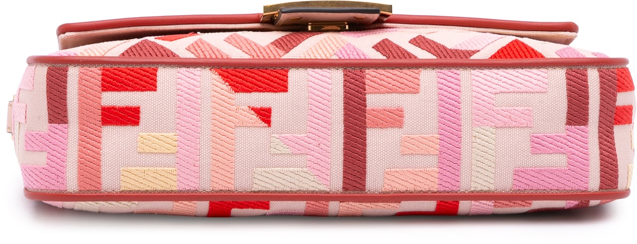 Fendi Zucca Embroidered Canvas Baguette Satchel Roze