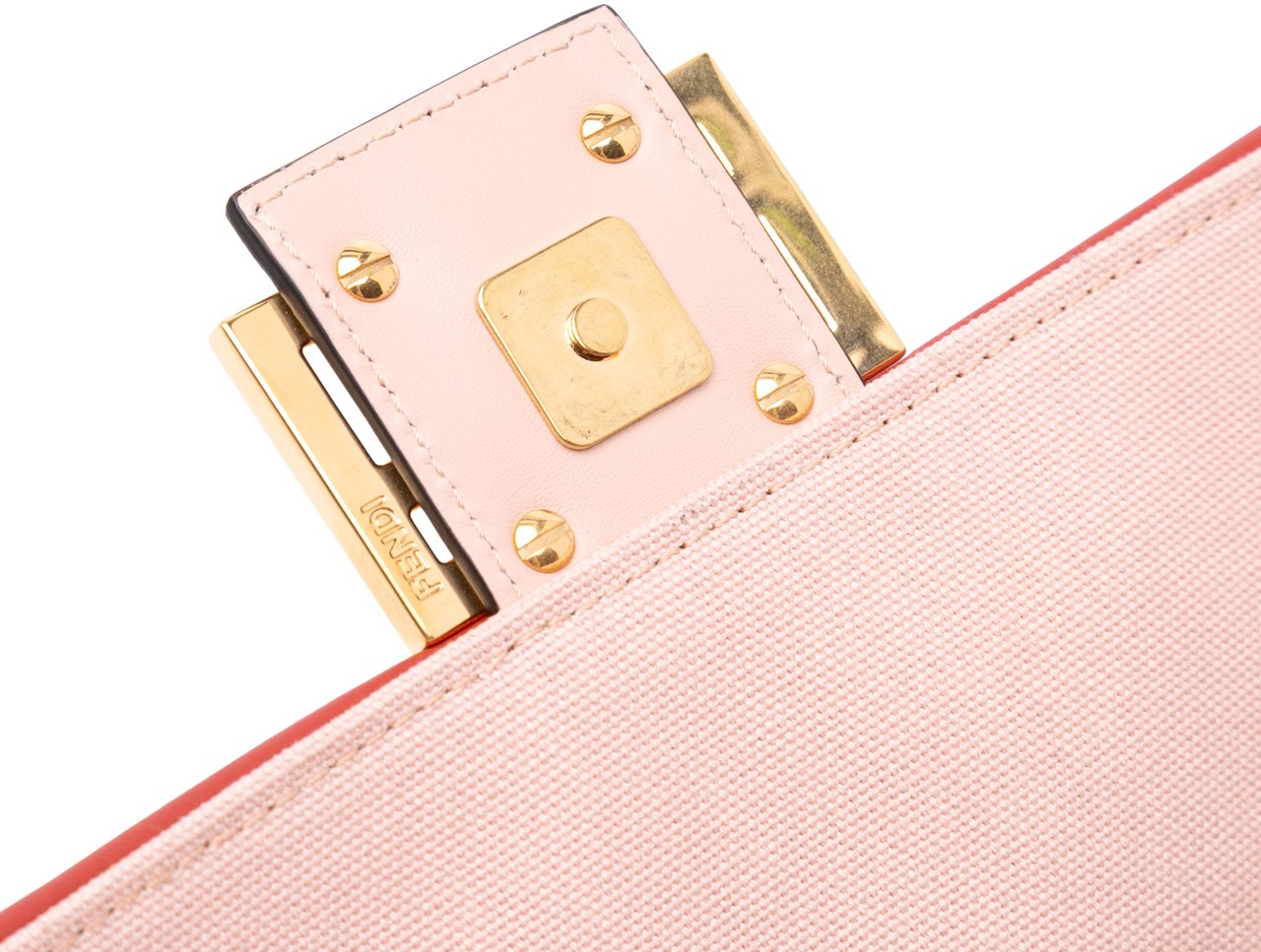Fendi Zucca Embroidered Canvas Baguette Satchel Roze