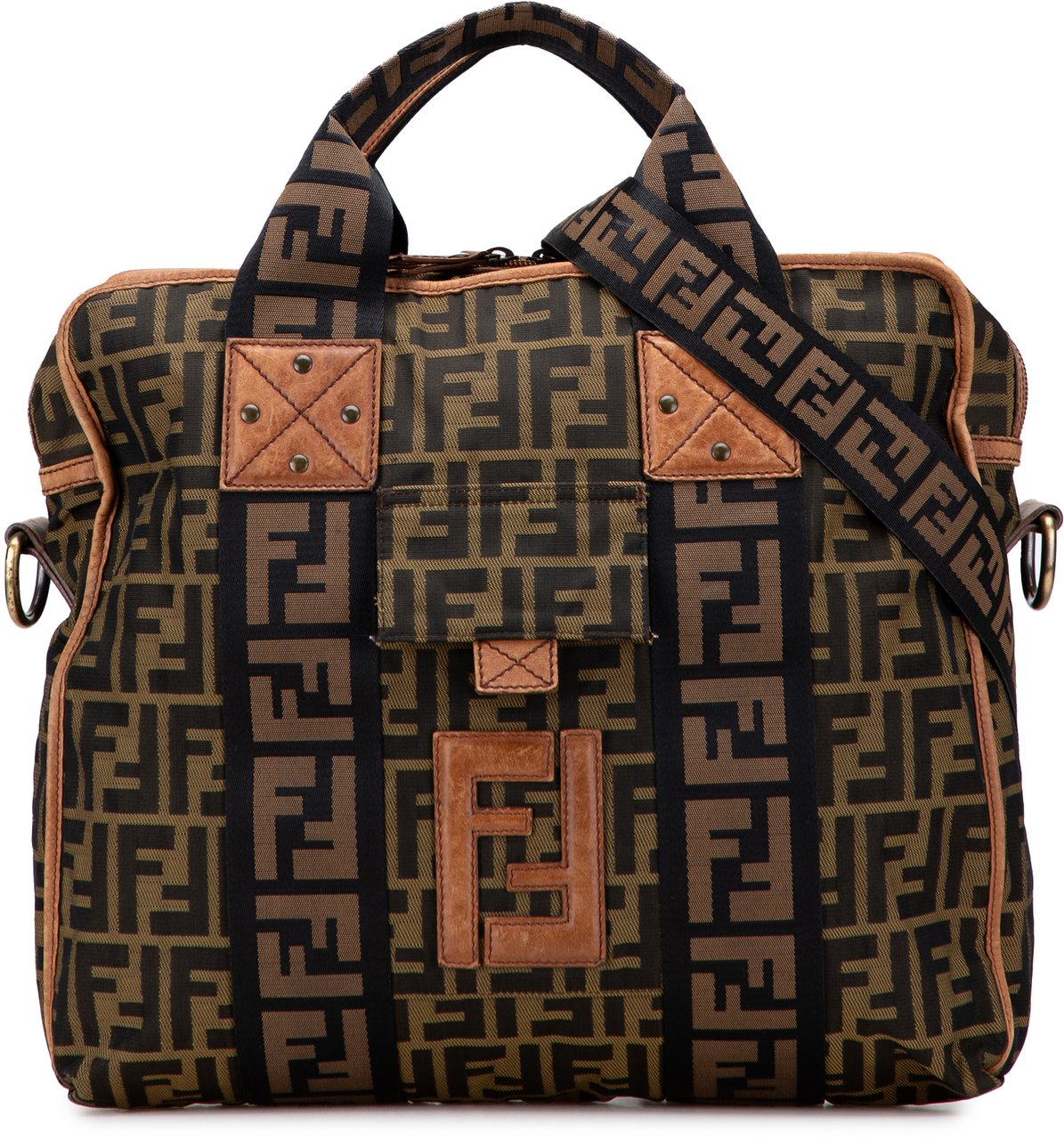 Fendi Zucca Canvas FF Satchel Bruin