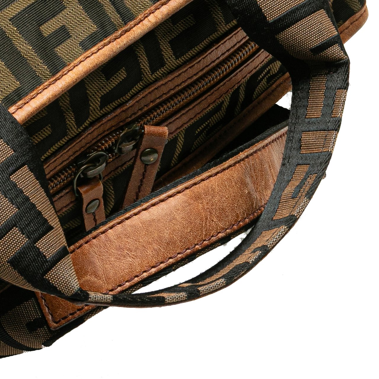 Fendi Zucca Canvas FF Satchel Bruin