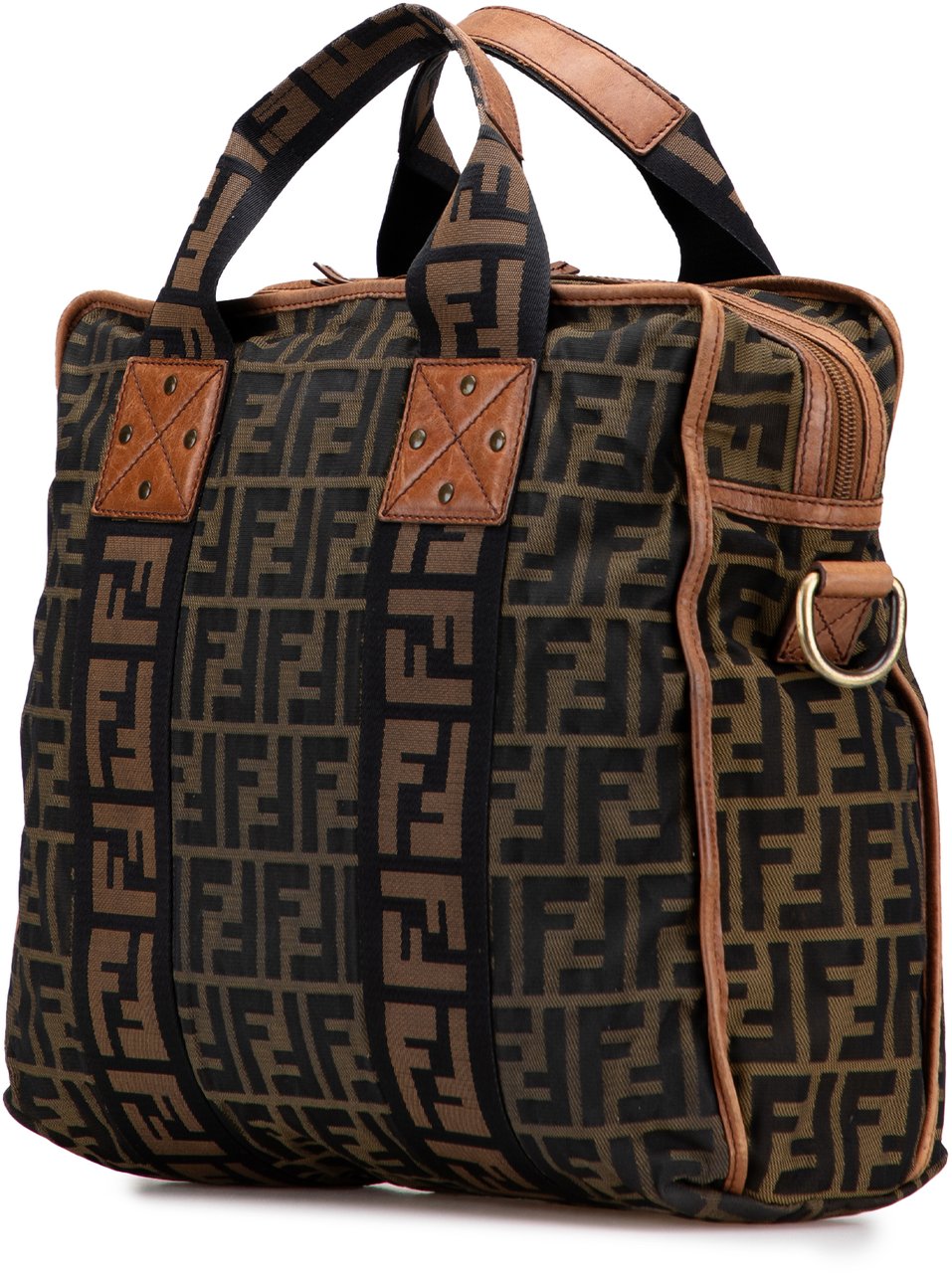 Fendi Zucca Canvas FF Satchel Bruin