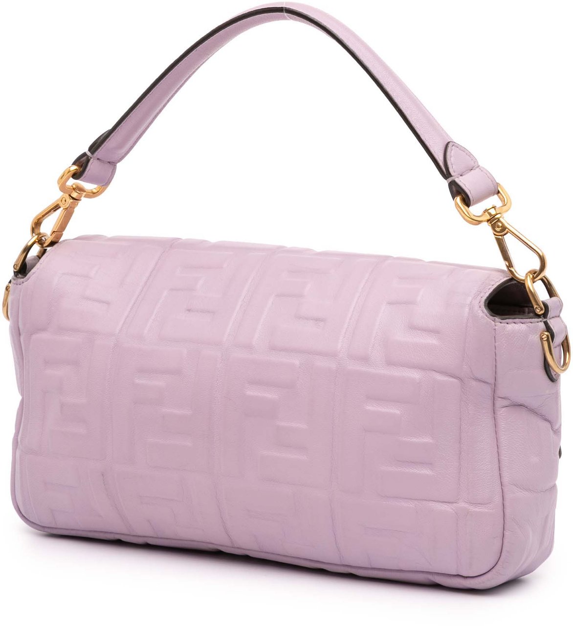 Fendi Zucca Embossed Leather Baguette Satchel Paars