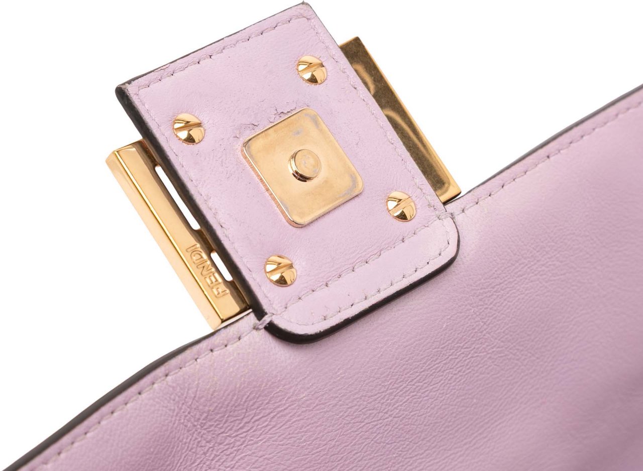 Fendi Zucca Embossed Leather Baguette Satchel Paars