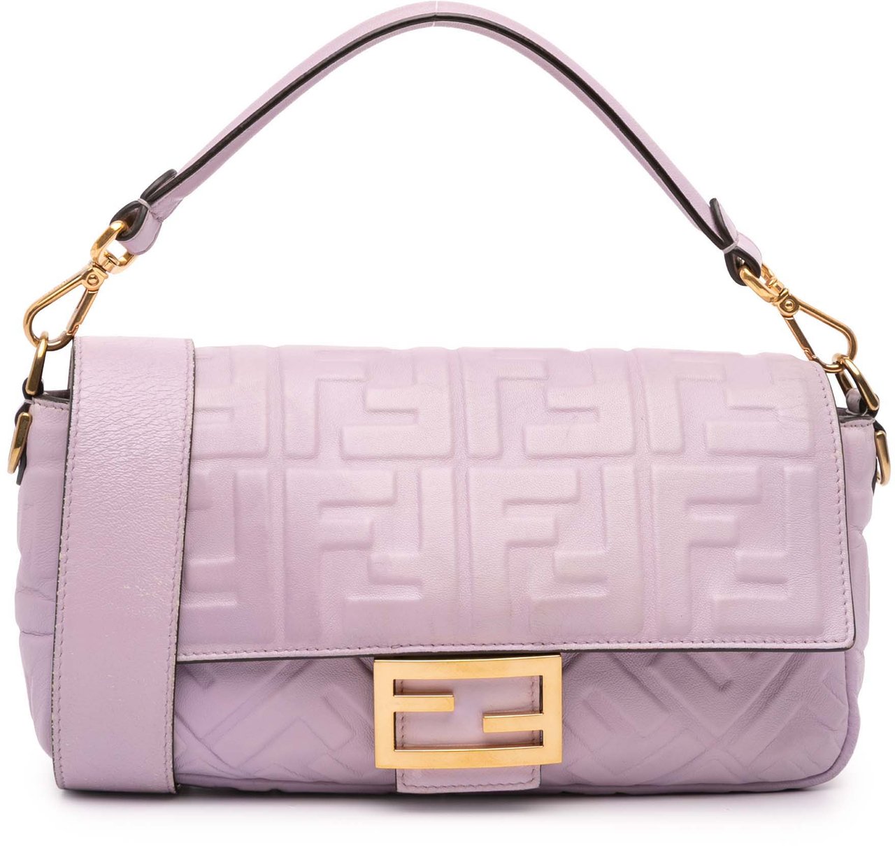 Fendi Zucca Embossed Leather Baguette Satchel Paars
