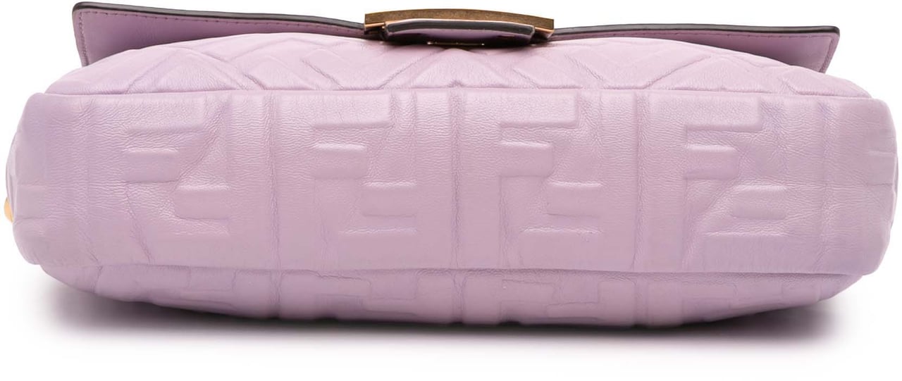 Fendi Zucca Embossed Leather Baguette Satchel Paars