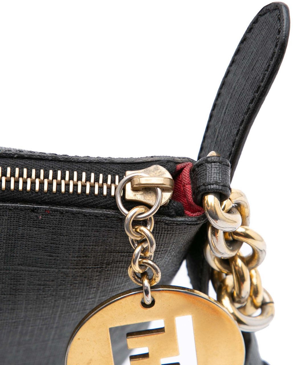 Fendi Zucchino Coated Canvas Charm Zip Crossbody Zwart