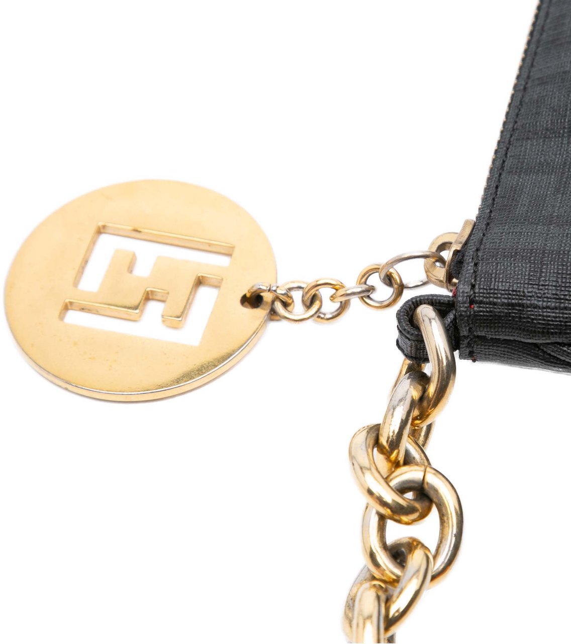 Fendi Zucchino Coated Canvas Charm Zip Crossbody Zwart