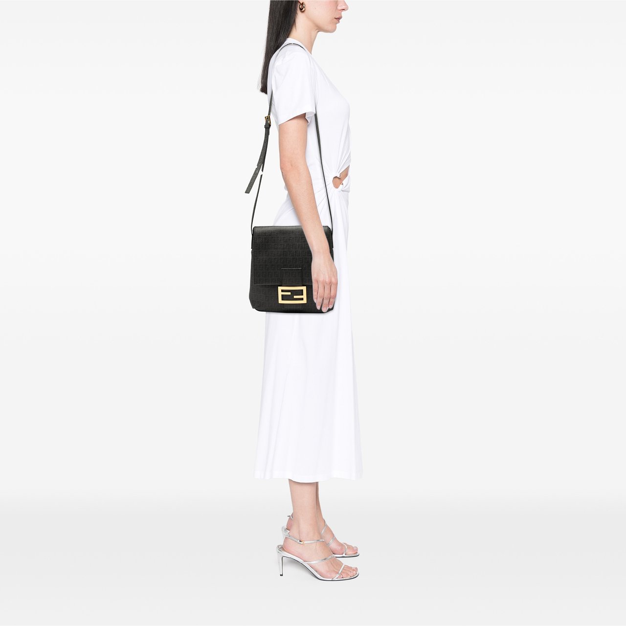 Fendi Zucchino Spalmati Crossbody Zwart