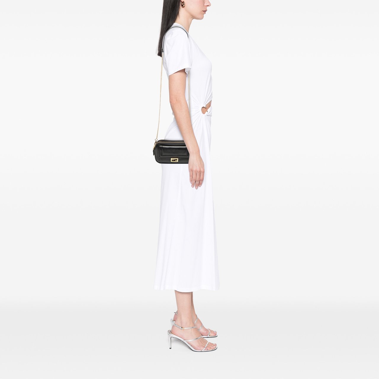 Fendi Leather Easy 2 Baguette Crossbody Zwart