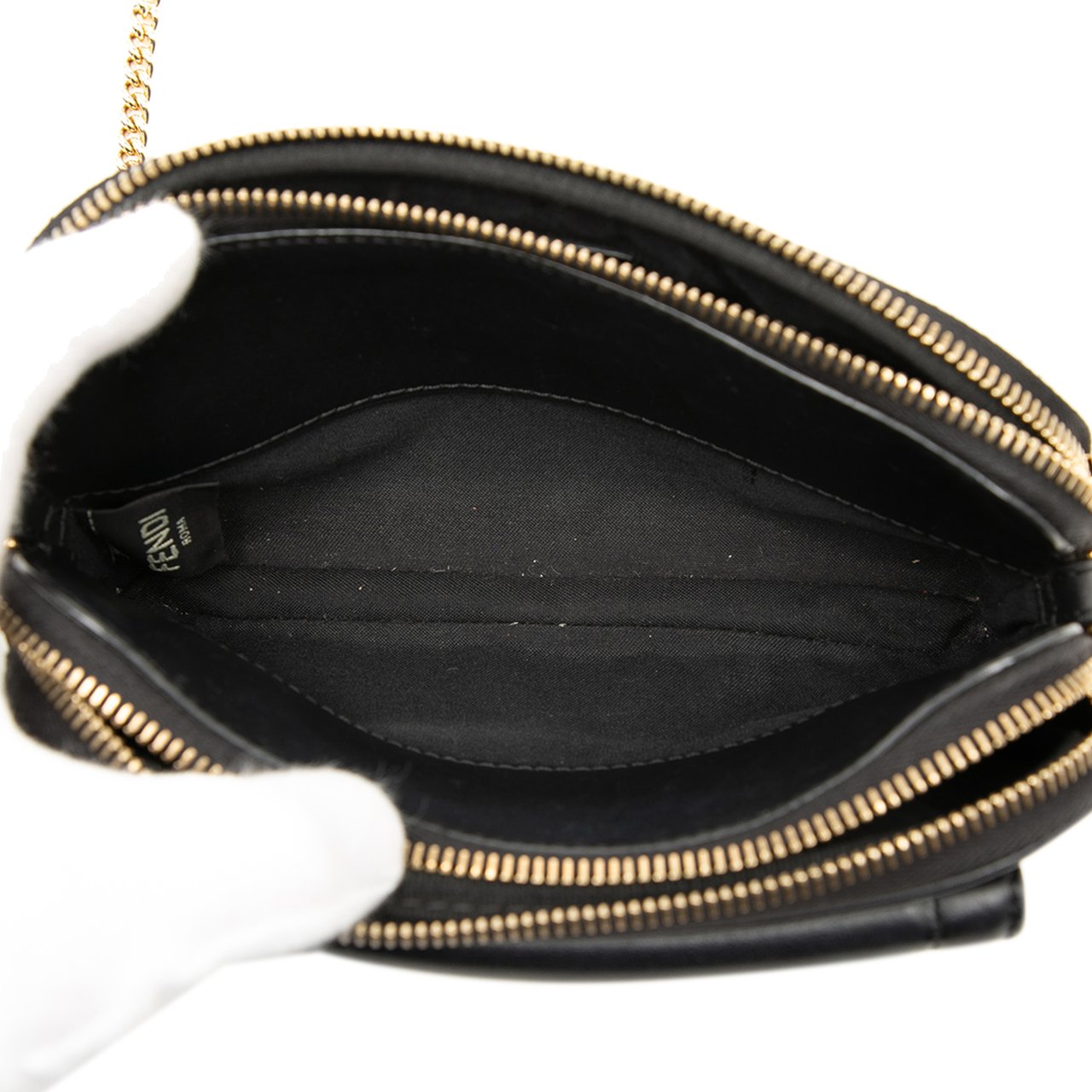 Fendi Leather Easy 2 Baguette Crossbody Zwart