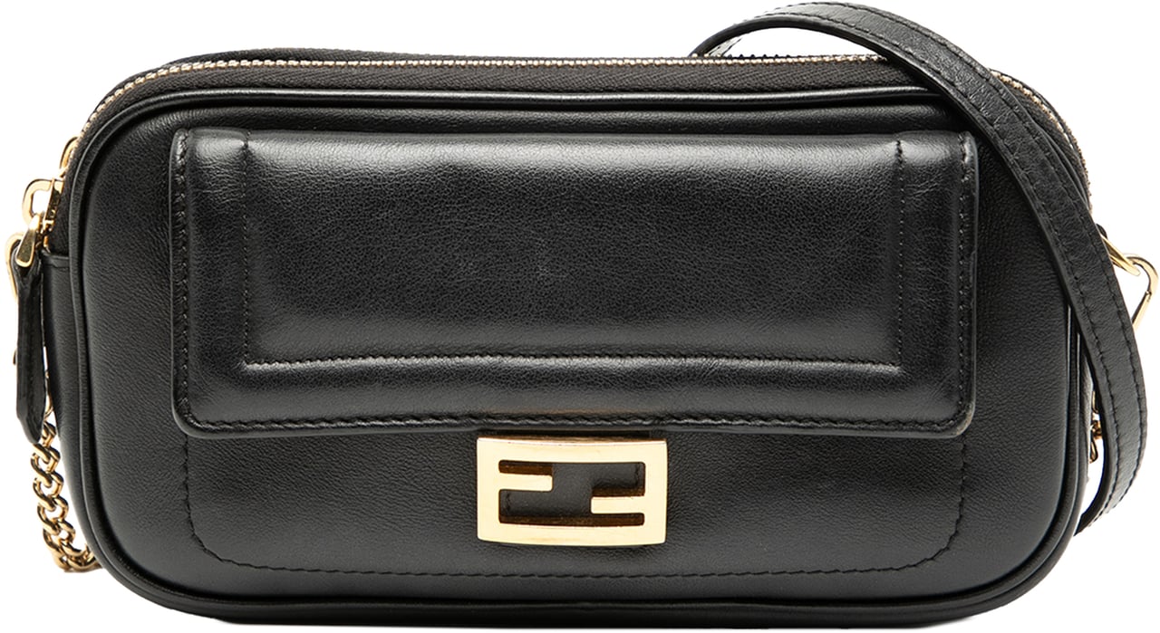 Fendi Leather Easy 2 Baguette Crossbody Zwart