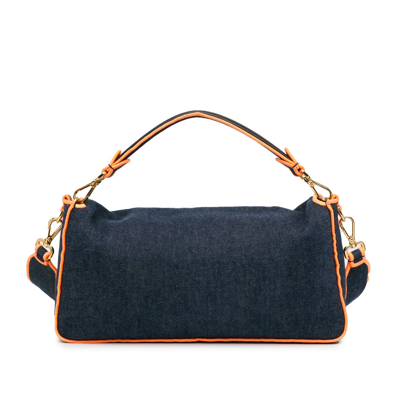 Fendi Large Denim Baguette Satchel Blauw