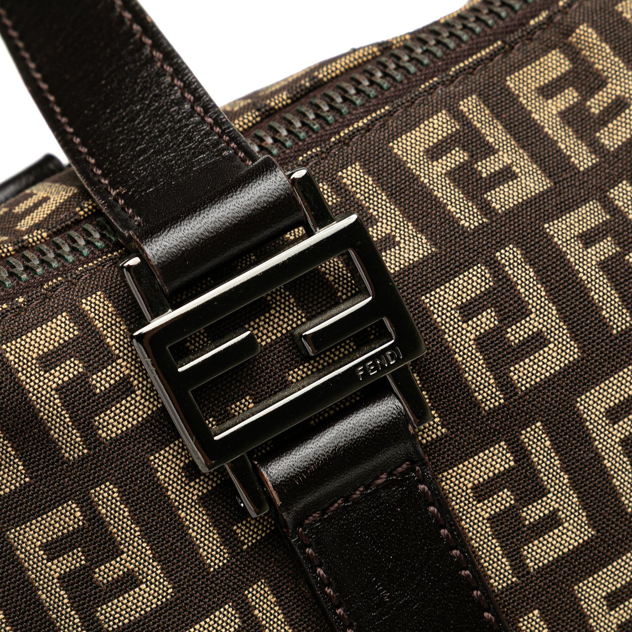 Fendi Zucchino Canvas Tote Bruin